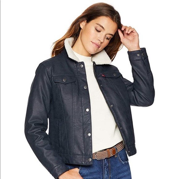 Levi's Jackets & Blazers - Levi’s Sherpa Lined Faux Leather Trucker Jacket